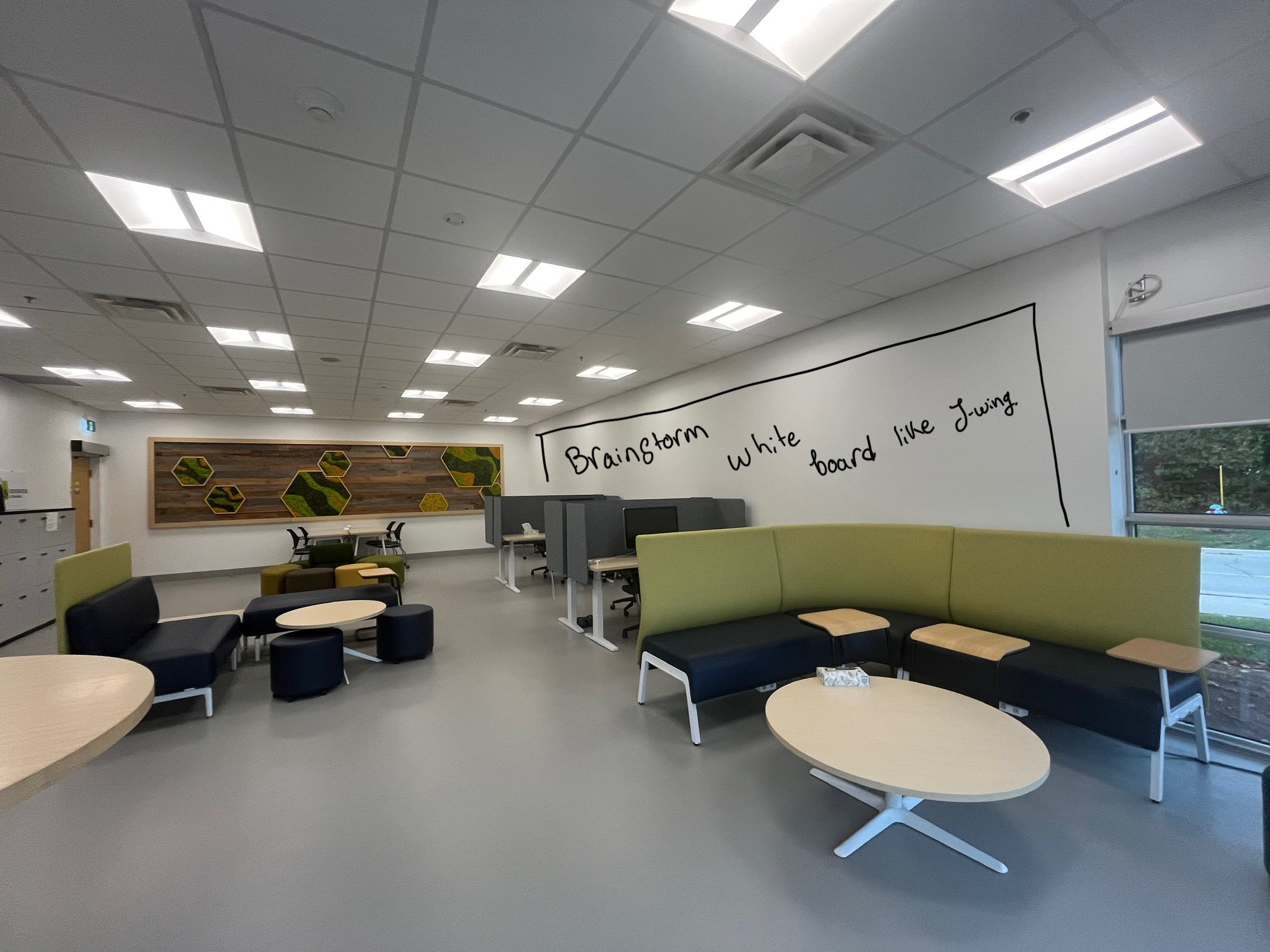 Idea 3 is to add a white board like the J building to 