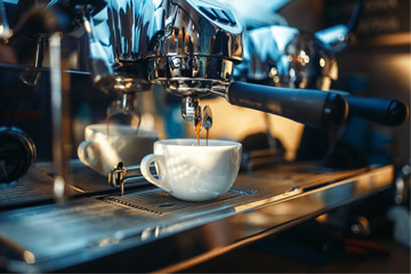 Coffee pouring shows pressure pushing liquid through.